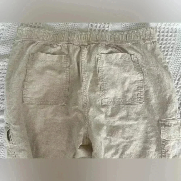 Talbots Cargo Linen Blend Pull On Cropped Capri Pants Women’s Size 10P Beige - Picture 9 of 9